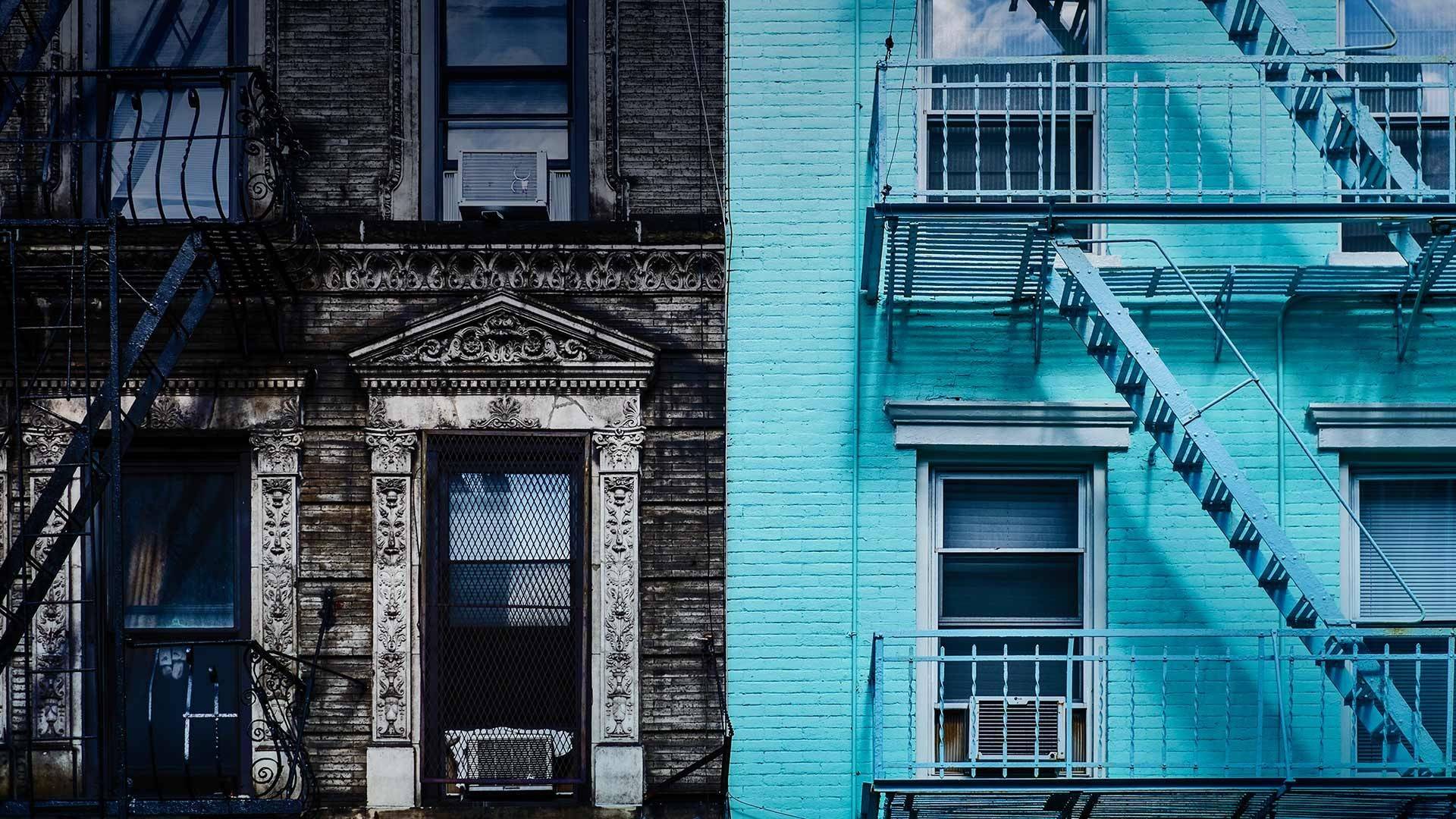 纽约，曼哈顿，第一大道上的建筑外墙 
