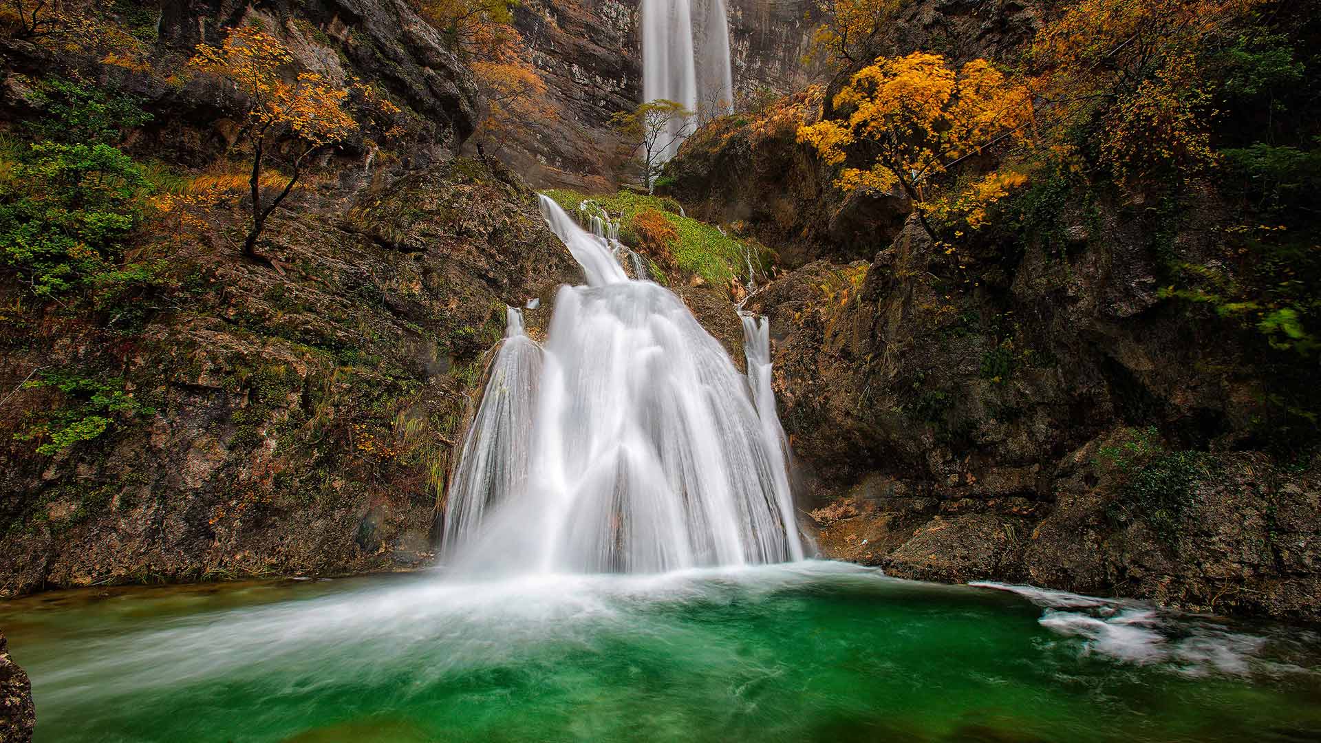 Waterfalls at the source of the Mundo River, Sierra de Riopar, Albacete, Spain 