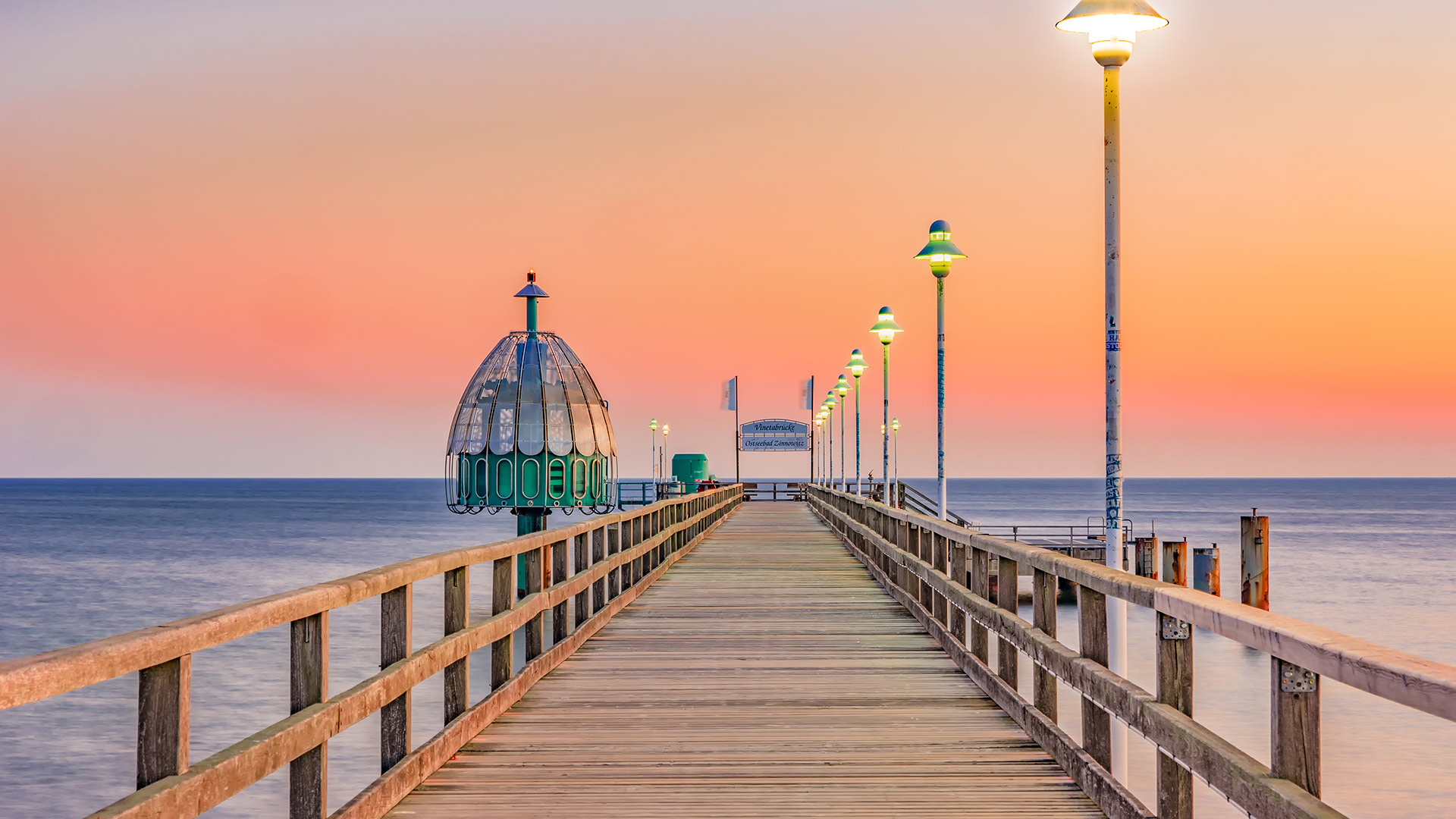 Zinnowitz pier on Usedom island in the Baltic Sea, Germany 