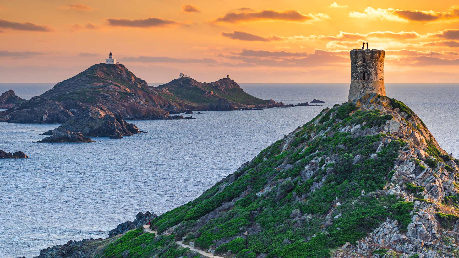 桑吉奈尔群岛景观，摄自科西嘉岛，法国
