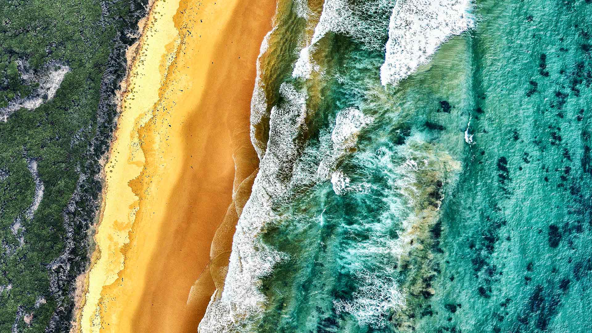 陆地与海洋的鸟瞰图，维多利亚州，澳大利亚